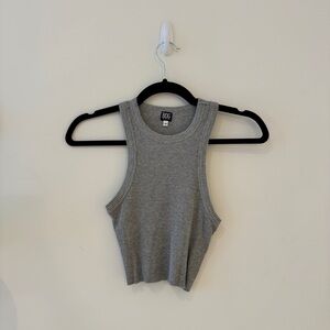BDG Grey Ribbed Crewneck Tank-top Cropped